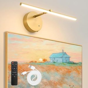 Battery Operated Picture Light with Wireless Remote(Gold, 16inch) -new