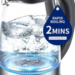 Electric Kettle Glass 2L, 1500W Fast Boiling Hot