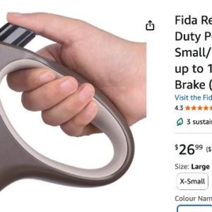 Fida Retractableg Leash tape 110 lbs, Tangle Free. One-Hand Brake (Large, Coffee)- new in box