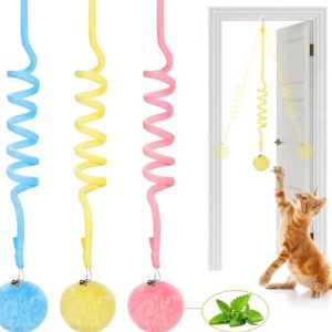 Potaroma Hanging Fluffy Cat Catnip Ball Toys 3 Pcs - new