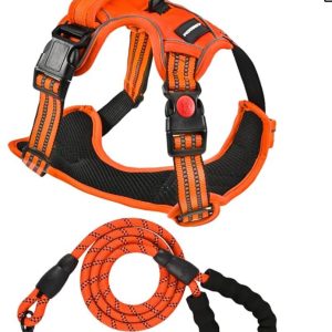 tobeDRI No Pull Dog Harness Adjustable Reflective Oxford Easy Control Medium  Orange- new