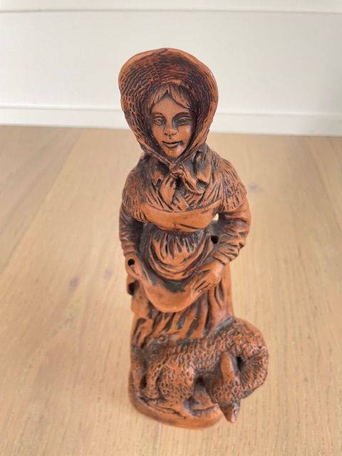 Vintage Made in France Woman & Sheep Figurine – Rustic French Décor