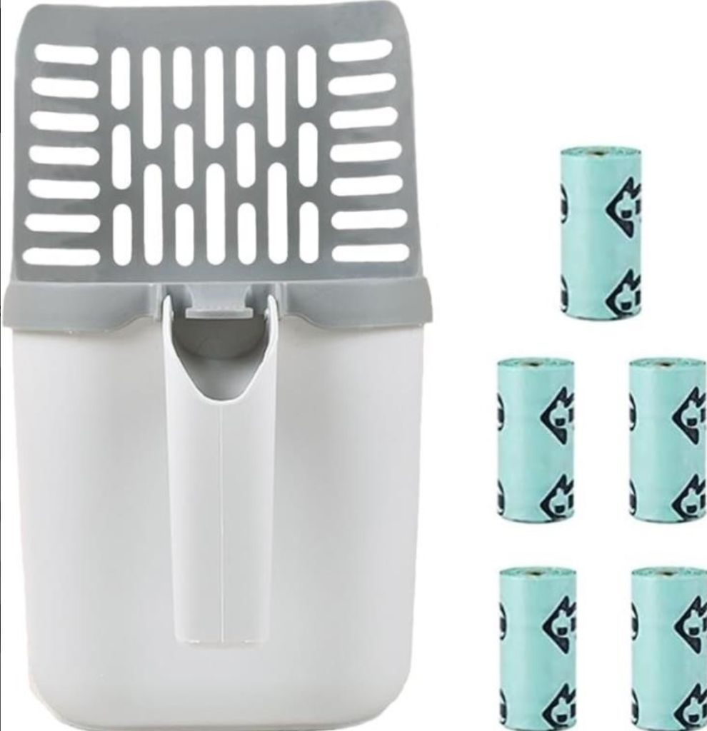 Cat Litter Scoop with Bag, Integrated Detachable