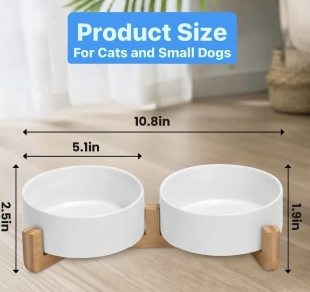 Ceramic Cat and Small Dog Bowl Set -new in box