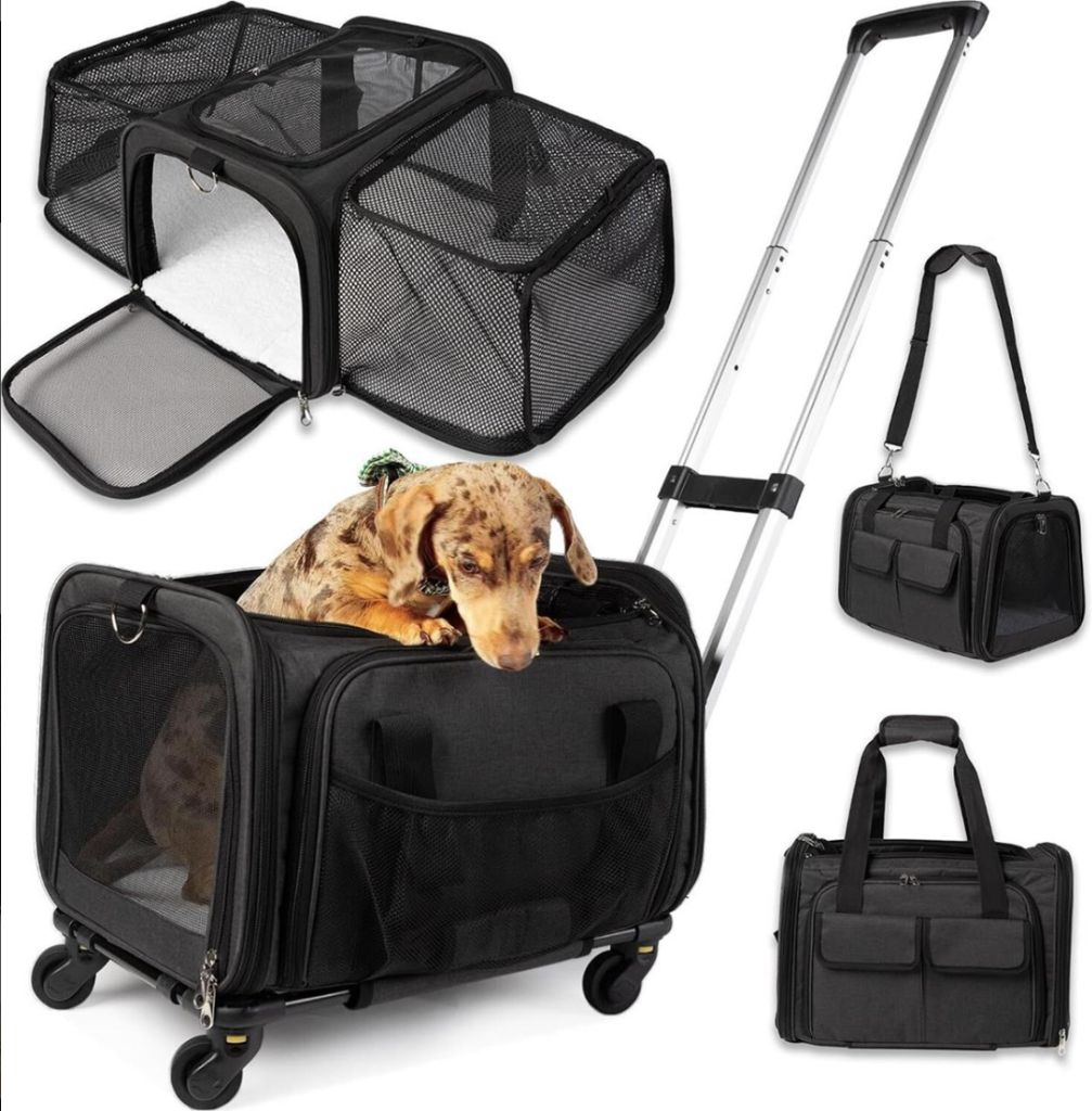 Delta Pet Carrier with Wheels TSA Black 17x12.5x11- new