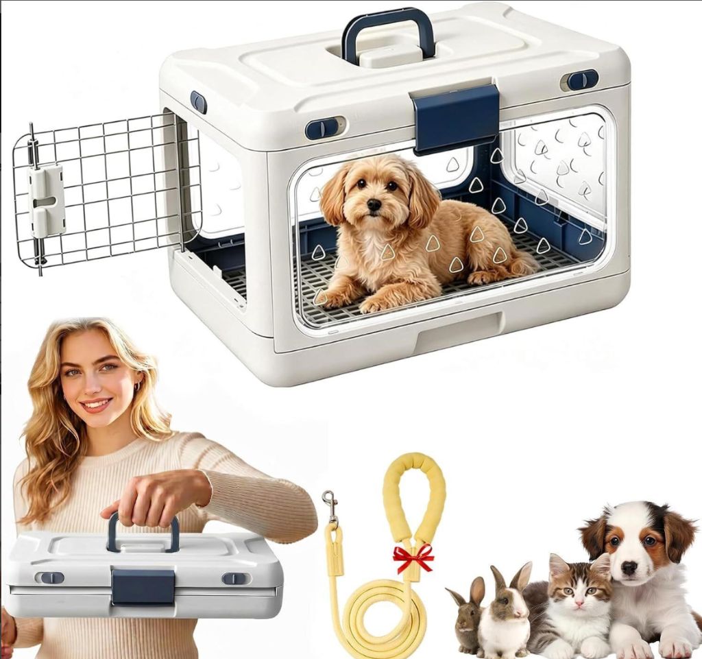 Foldable Cat Carrier, Transparent Crate 20x12"- new in box