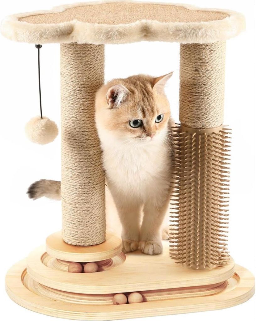 Made4Pets Cat Scratching Post, Cat Self Groomer for Indoor Cats, Cloud Soft | Wood