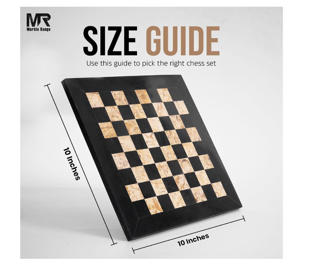 Marble Chess Set for Adults 10" Handmade Black & Coral Board Game with 32 Chess Pieces- sealed - Image 5