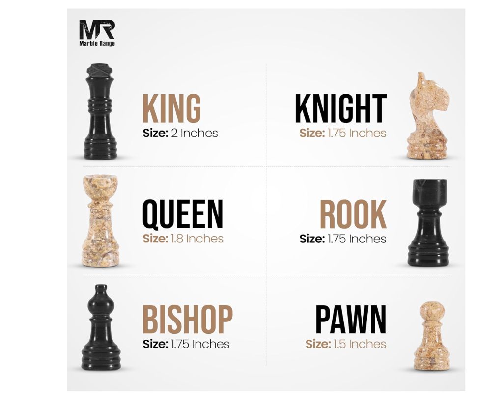 Marble Chess Set for Adults 10" Handmade Black & Coral Board Game with 32 Chess Pieces- sealed - Image 6