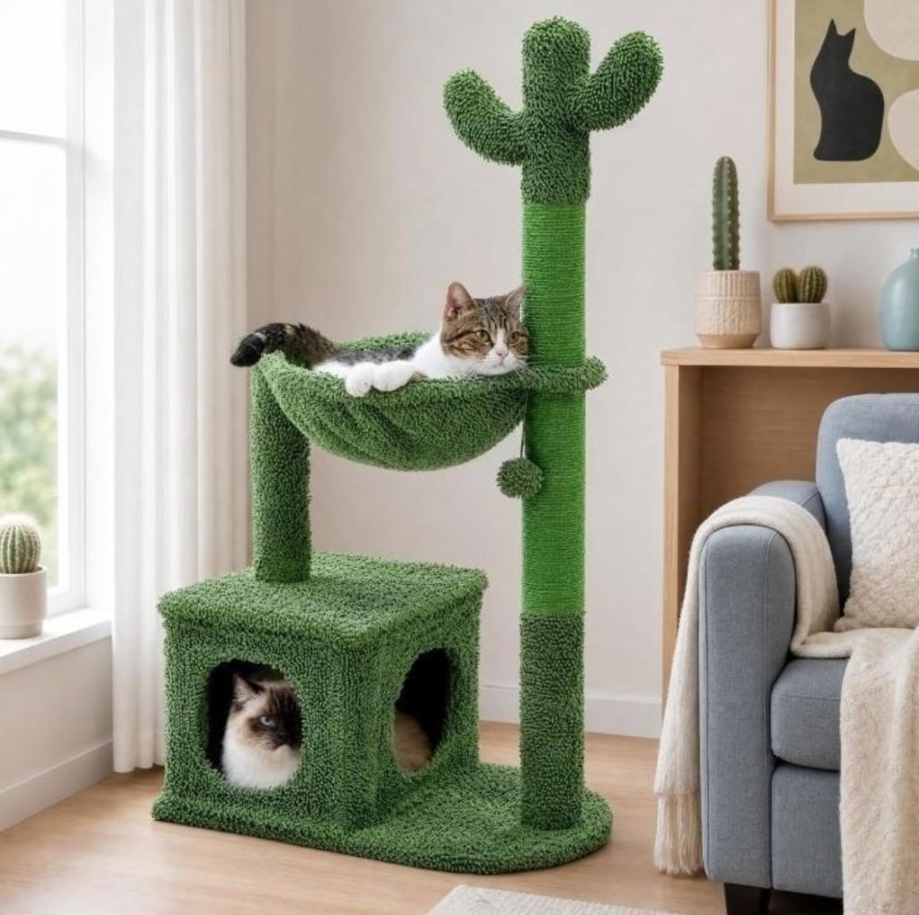PEQULTI 40" Cactus Cat Tree with Hammock