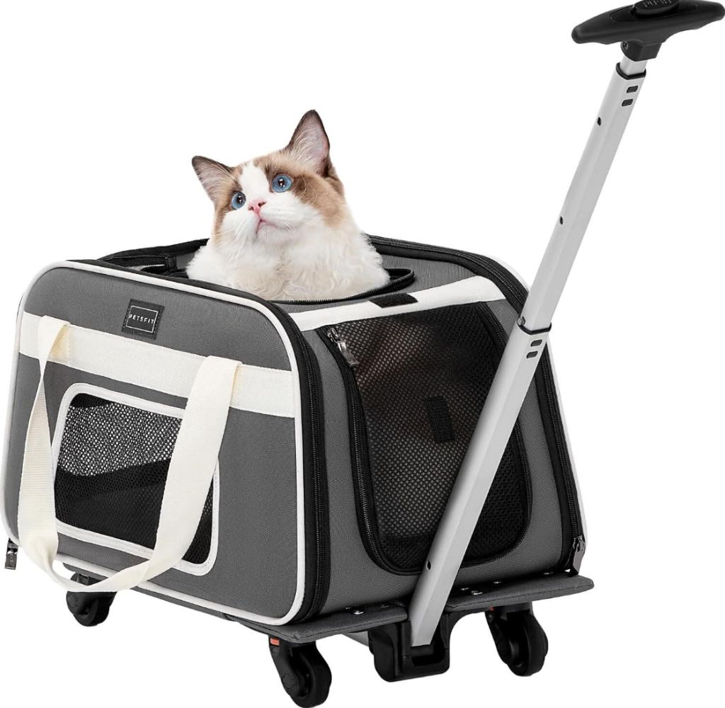 PETSFIT Airline Dog Carrier with Wheels Grey