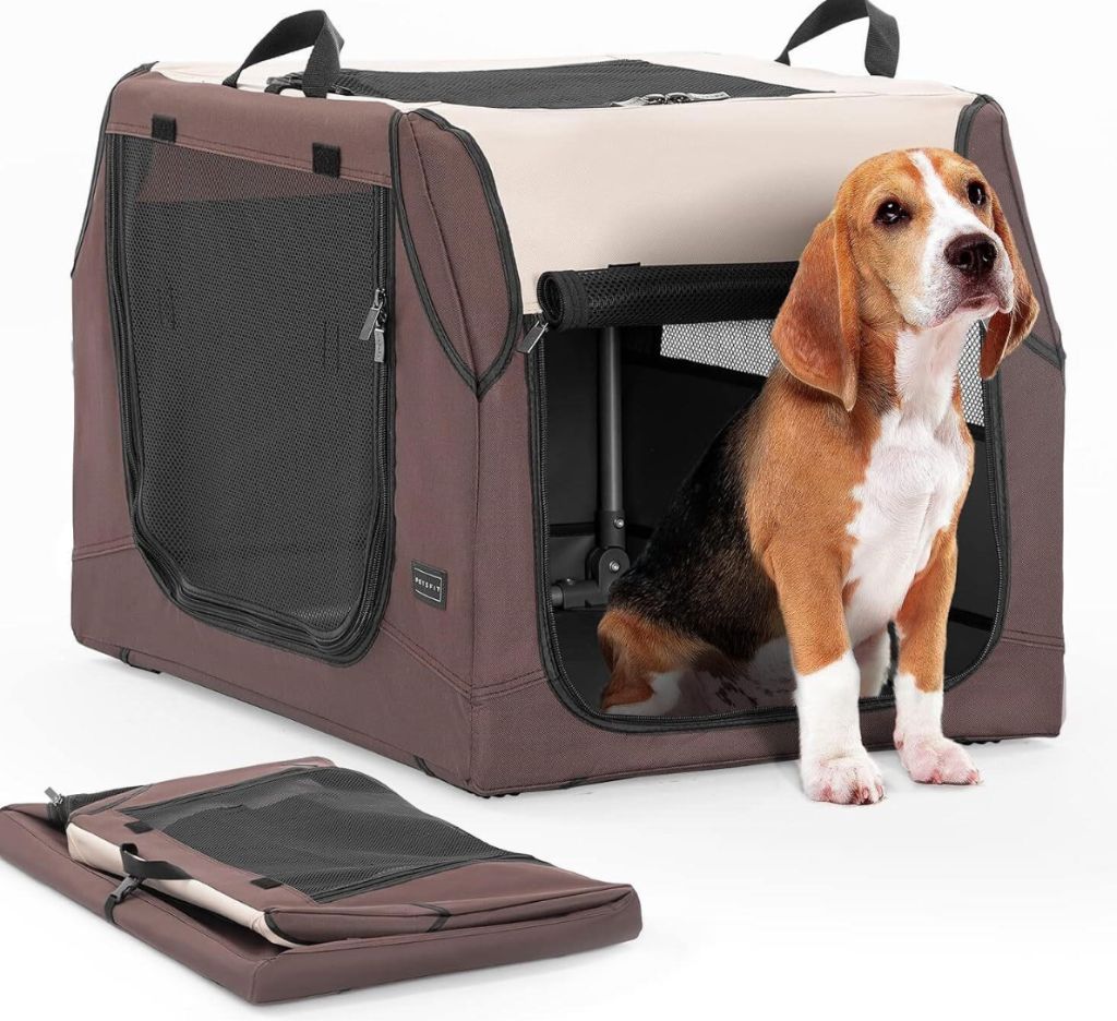 PETSFIT Soft Sided Dog Crate, 30" Brown- new