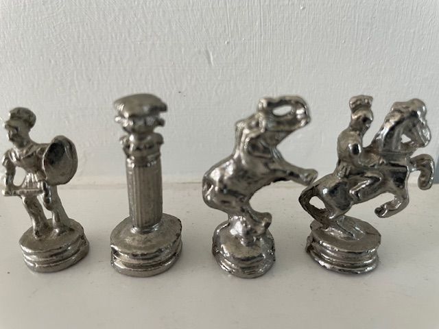 Vintage Persian Khatam-Kari Chess Set – Octagonal Inlaid Board – Figural Metal Pieces - Image 6