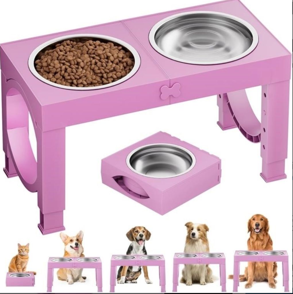 XiaZ Elevated Dog Bowl, 5 Heights-new in box
