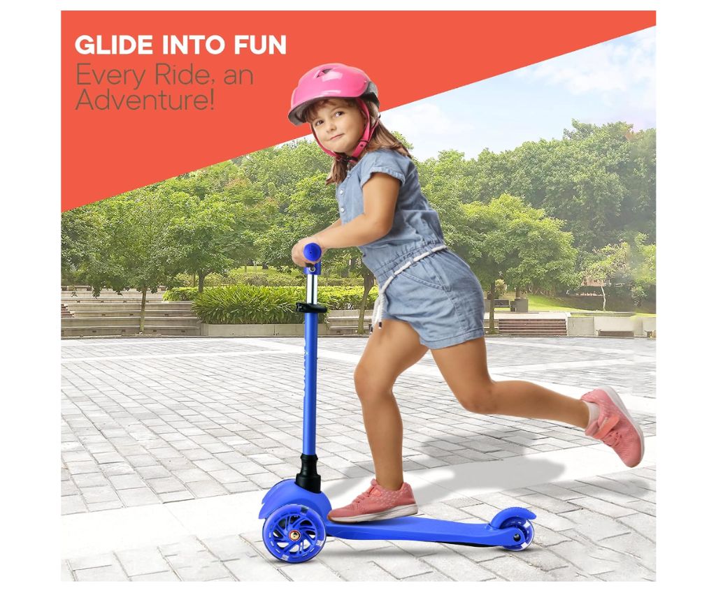 Blue Mini 3-Wheel Kids Scooter with LED Wheels-new in box