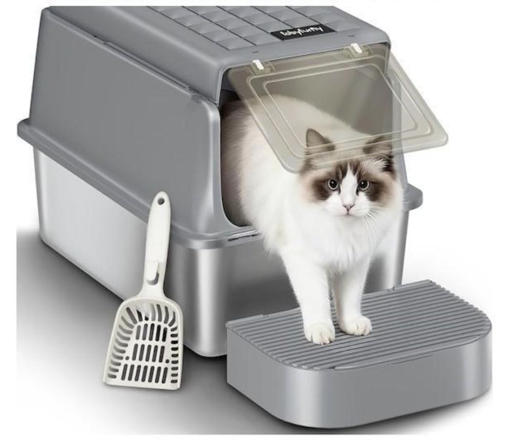 Cat Litter Tray with Flip Lid-new but damage