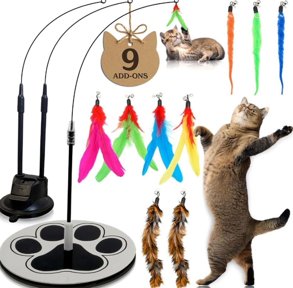 Cat Toys - 6 Feathers & 3 Worms-new in box