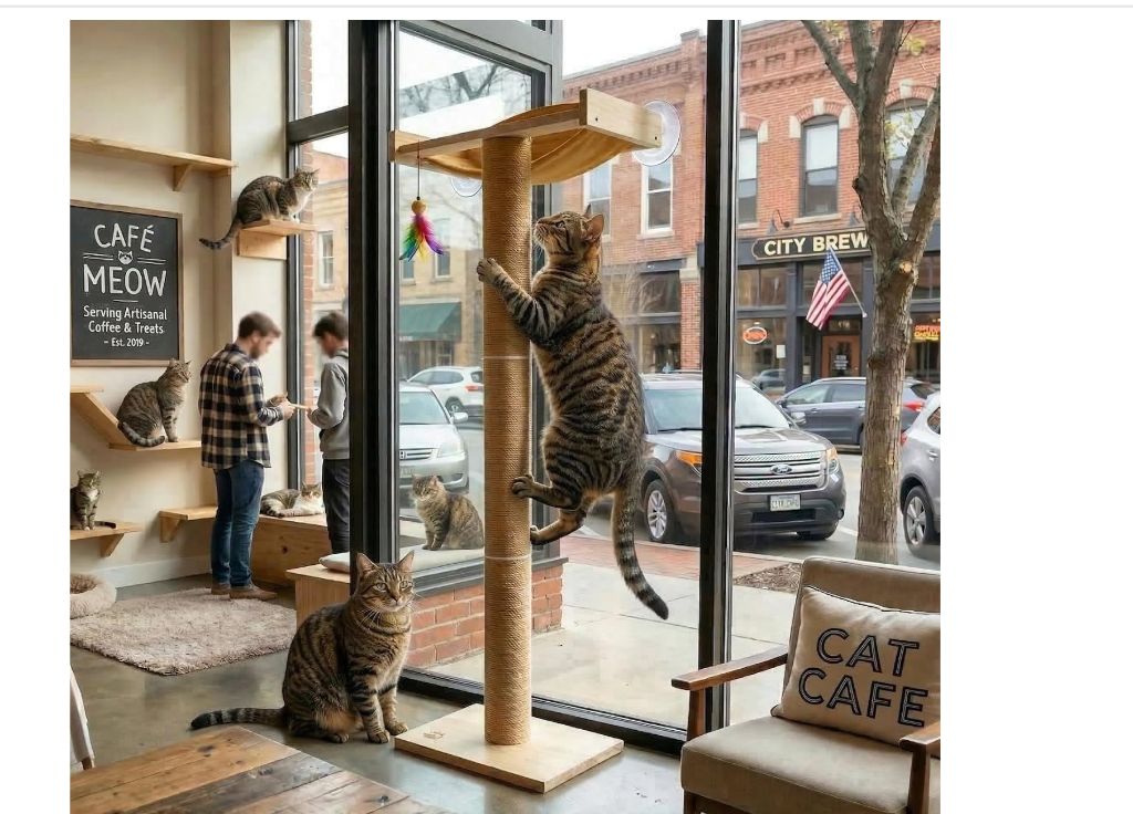 Cat Window Perch Hammock with 3-Piece Detachable Sisal Scratching Posts-new in box