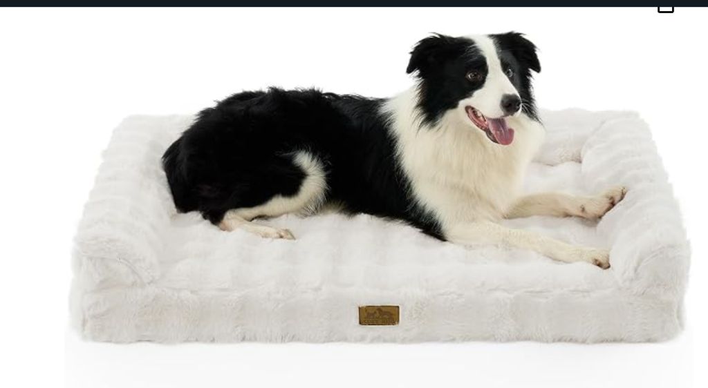 COZY KISS Faux Rabbit Fur Dog Bed beige 44"x32"- new in box