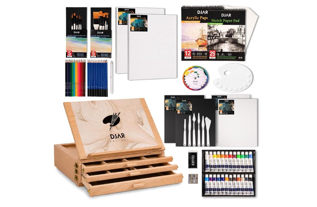 DJAR 87 Pcs Acrylic Paint Set with Easel-new in box
