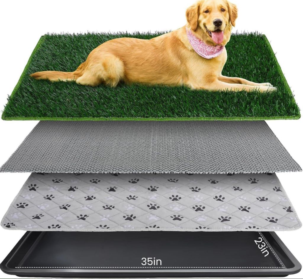 FURWAY Dog Grass Pad w/ Tray Potty 4-1 Pad 35x23-new