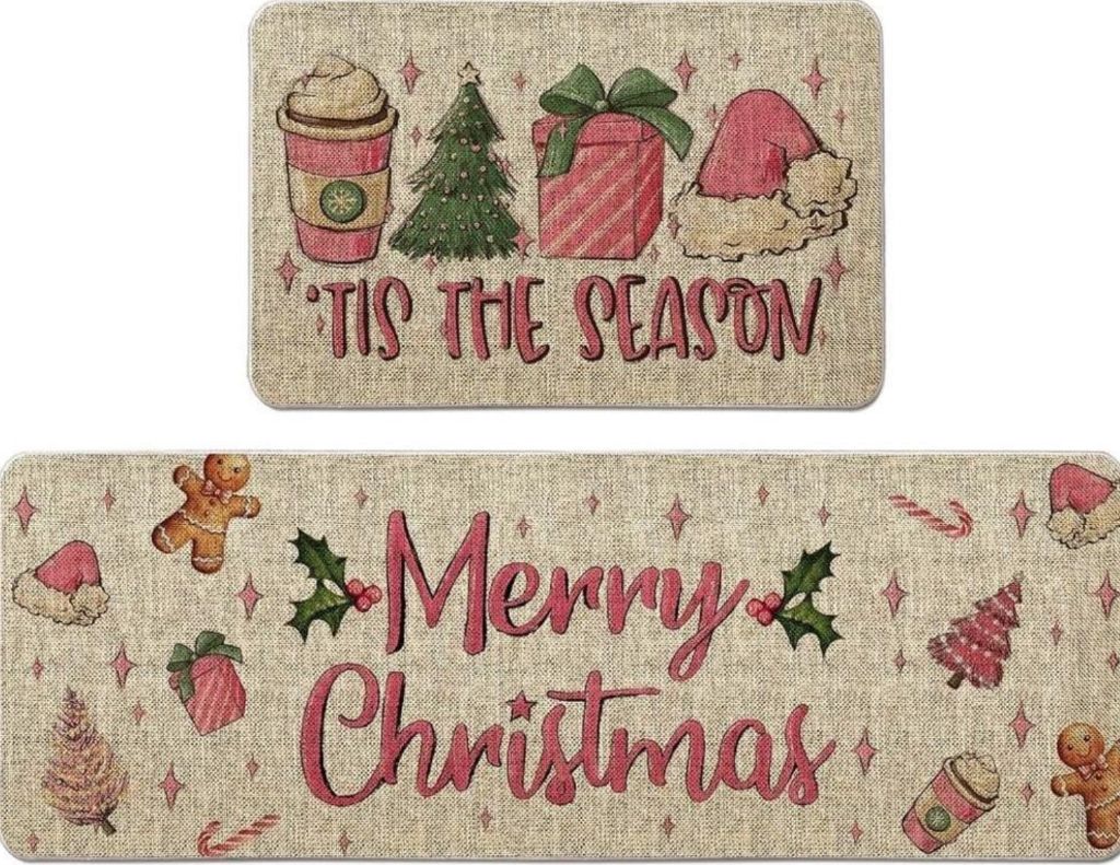 GAGEC Xmas Kitchen Rug Set 2 17x27/17x47