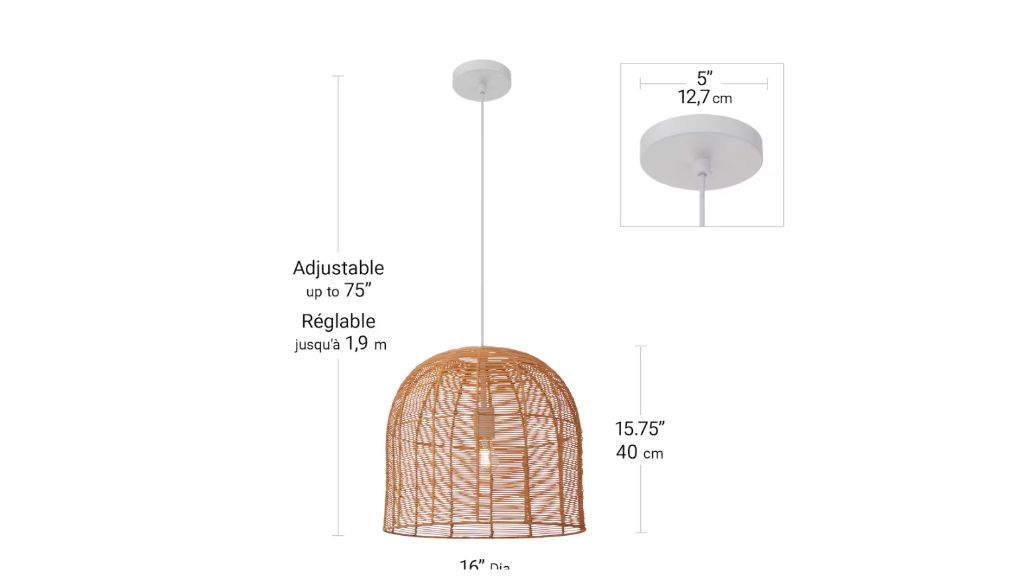 Hampton Bay Mattio 1-Light Rattan Pendant