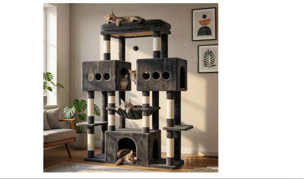 Hey-brother Cat Tree Tower with Sturdy Wide Base, Large Platforms-new in box