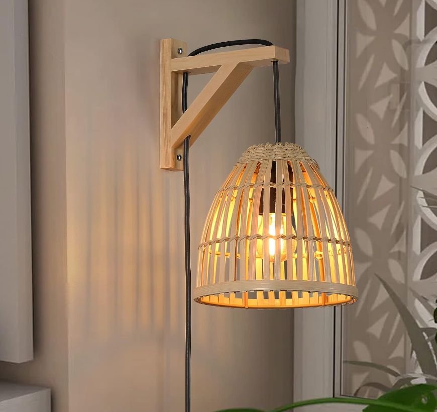 Modern Plug in Wood Wall  1 Light-new in box