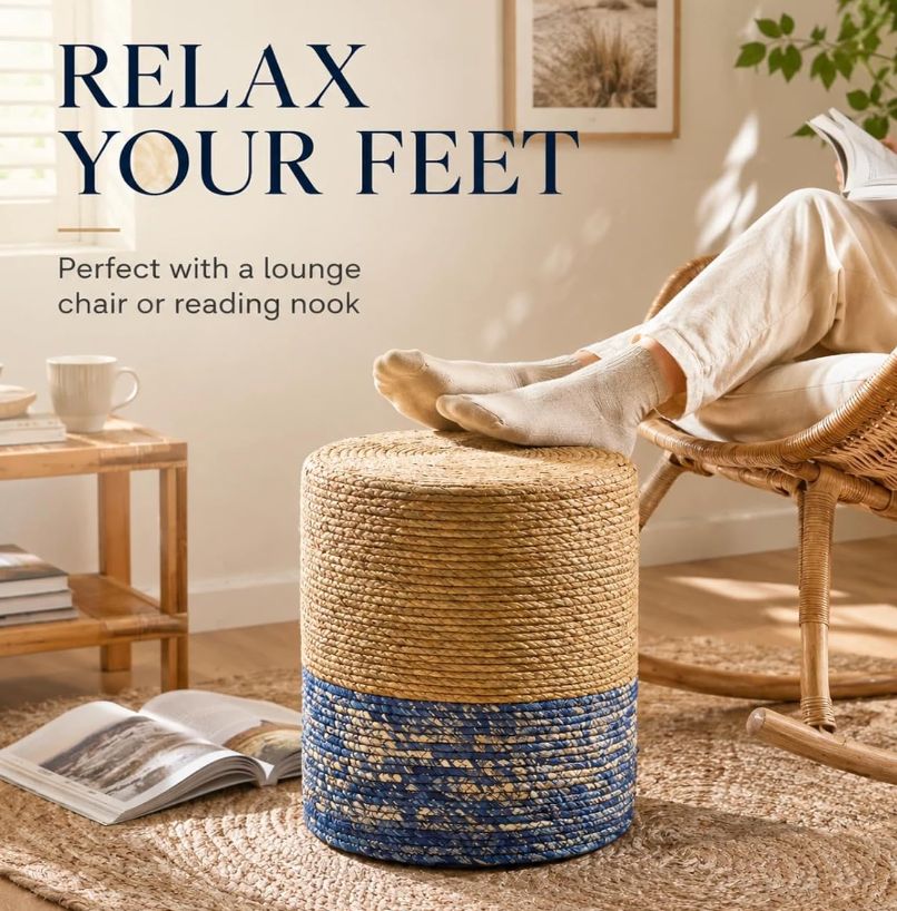 Natural Seagrass Foot Stool -new in box