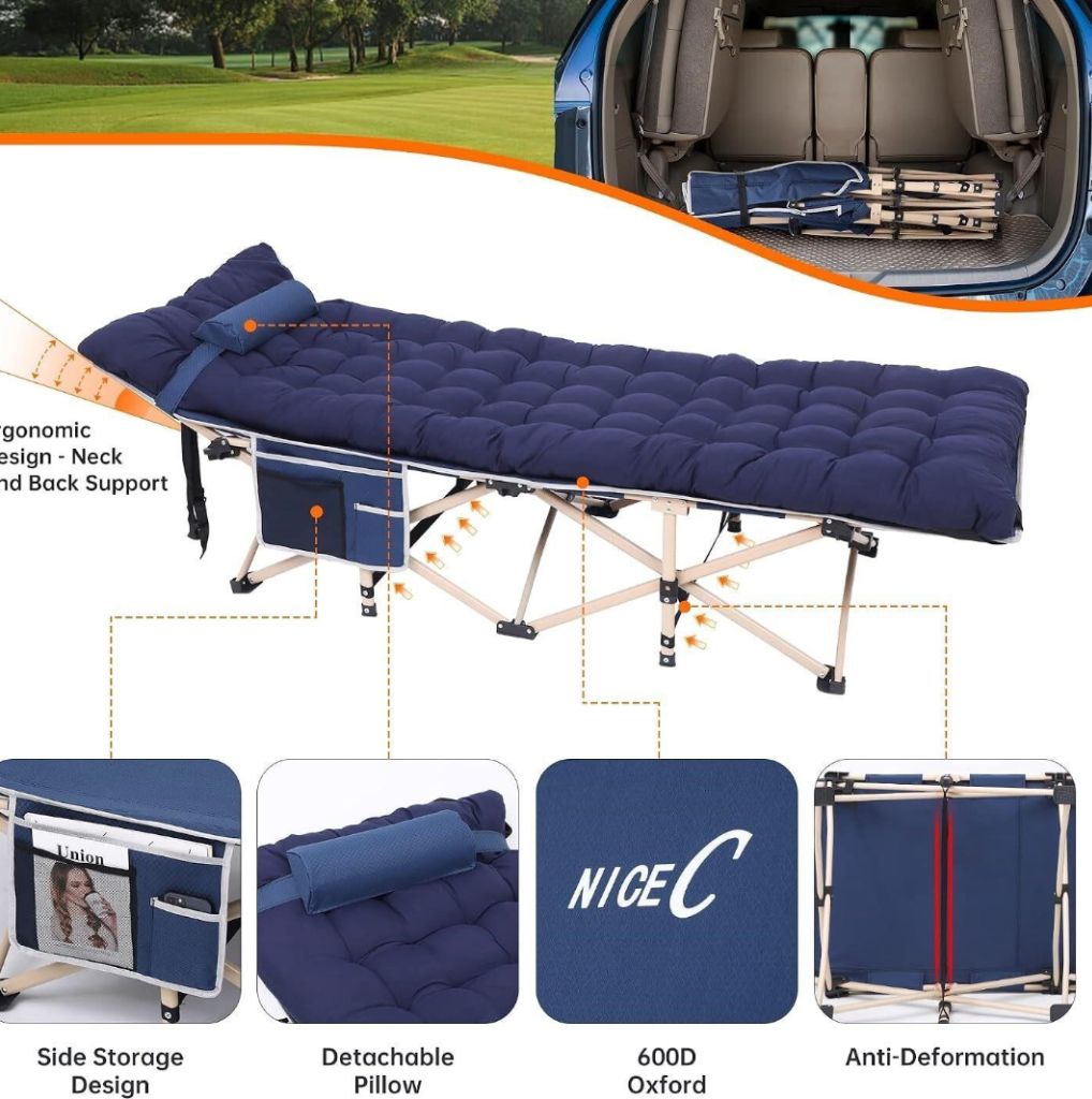 Nice C Camp Cot + Mattress  blue-new in box