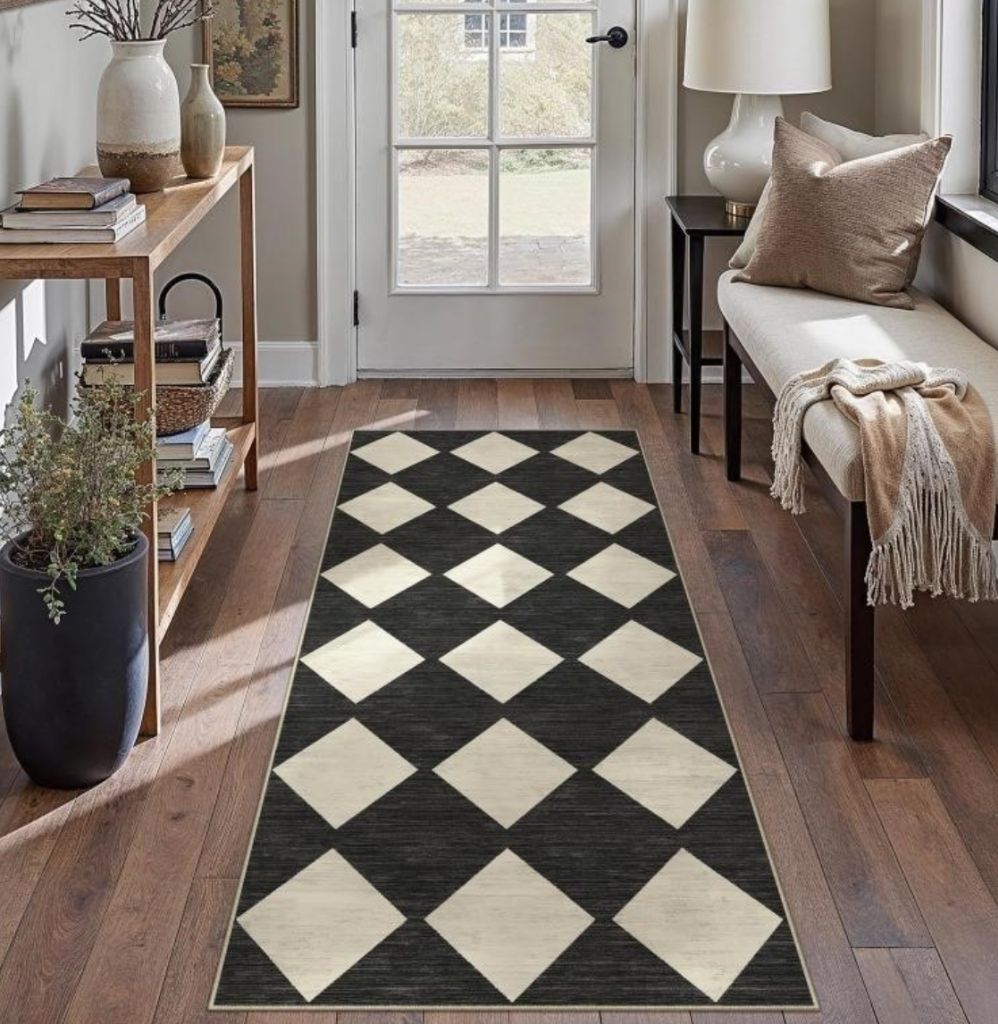 PureCozy 2x6 Washable Runner Rug for Kitchen Black-new