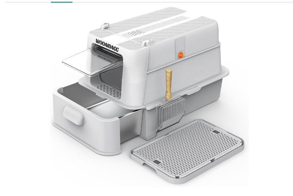 Stainless Steel Cat Litter Box with Lid light grey-new in box