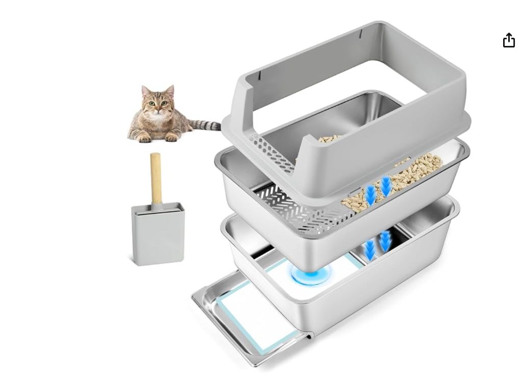 Stainless Steel Litter Box 24x16x14 -new in box