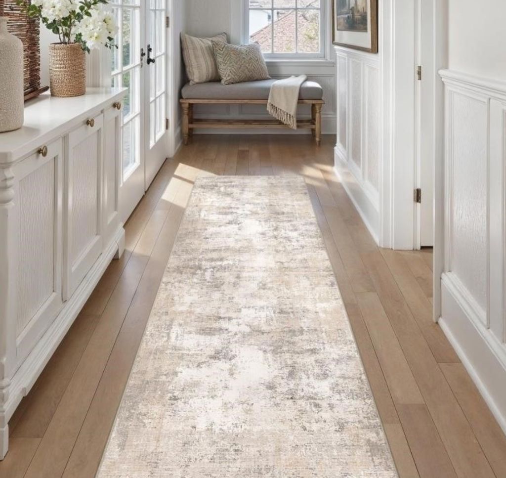 Washable Runner Rug 2.5"x 8" Beige Grey-new