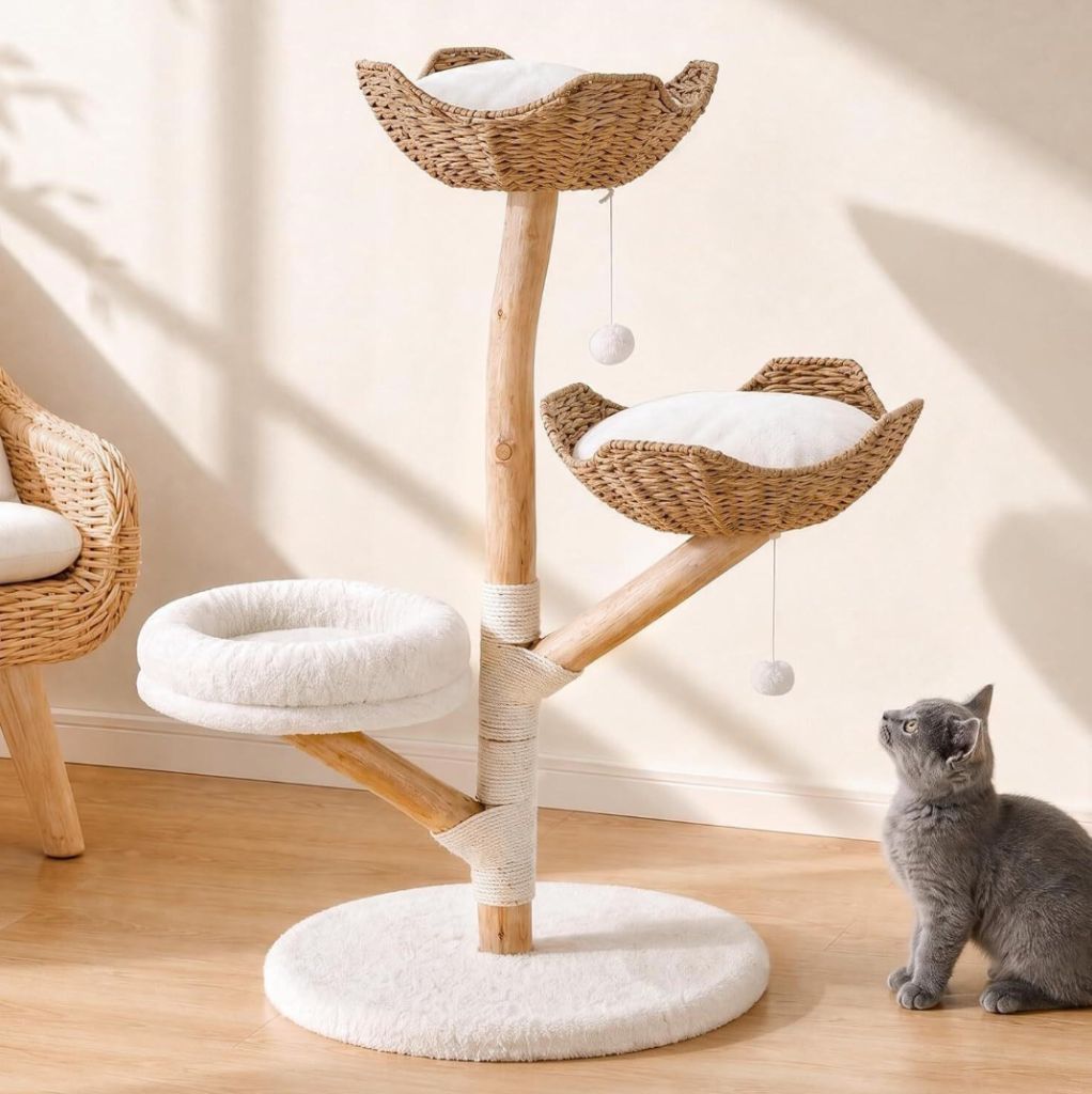 Wood Modern Cat Tree Tower for Large Cats-new