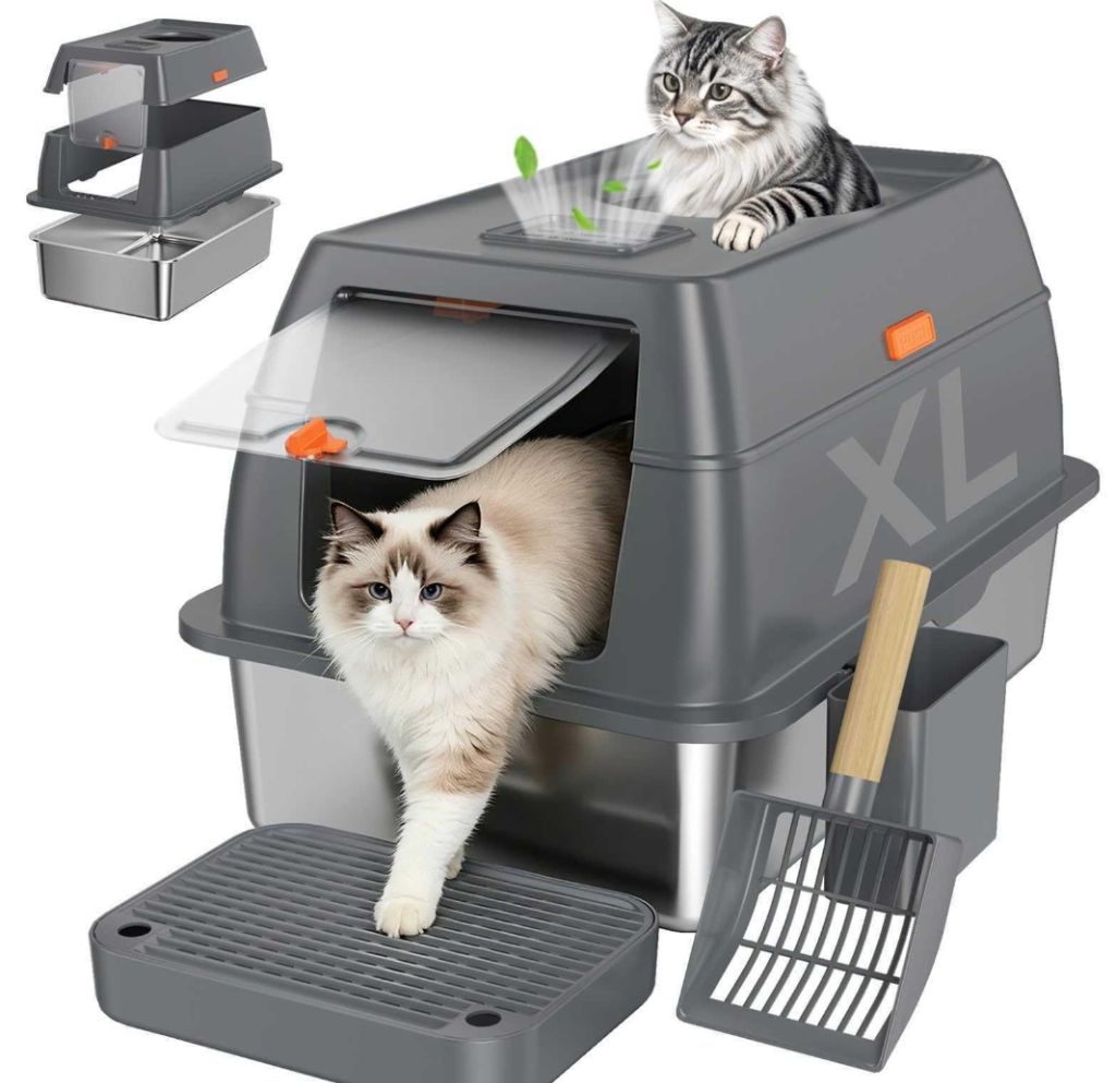 XL Enclosed Stainless Steel Litter dark grey- new in box