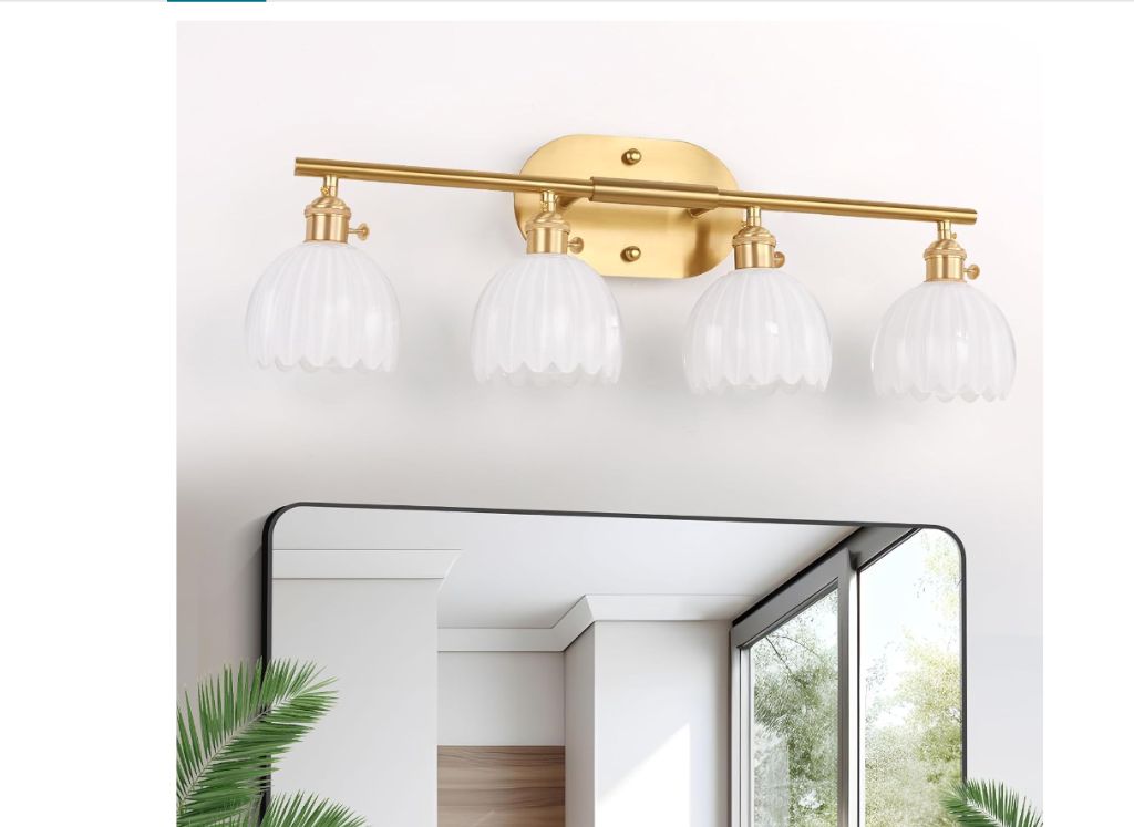 4-Light Brass Vanity wall Light- new in box