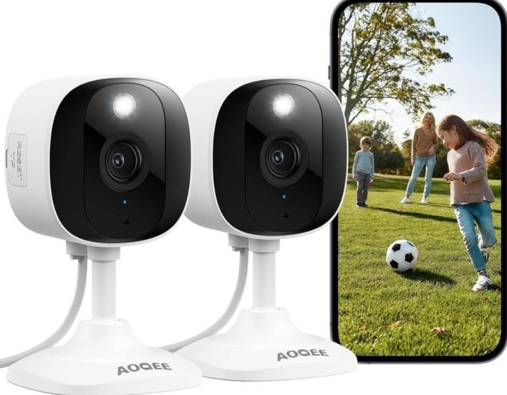 AOQEE 2K Cameras for Home Security, Indoor/Outdoor, Full Color, C1 2Pack -new in box