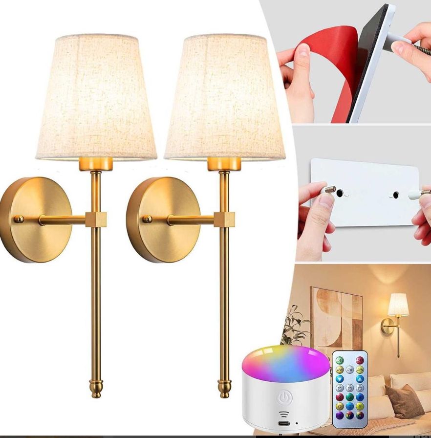 Battery Wall Sconce Set of 2, Remote-new
