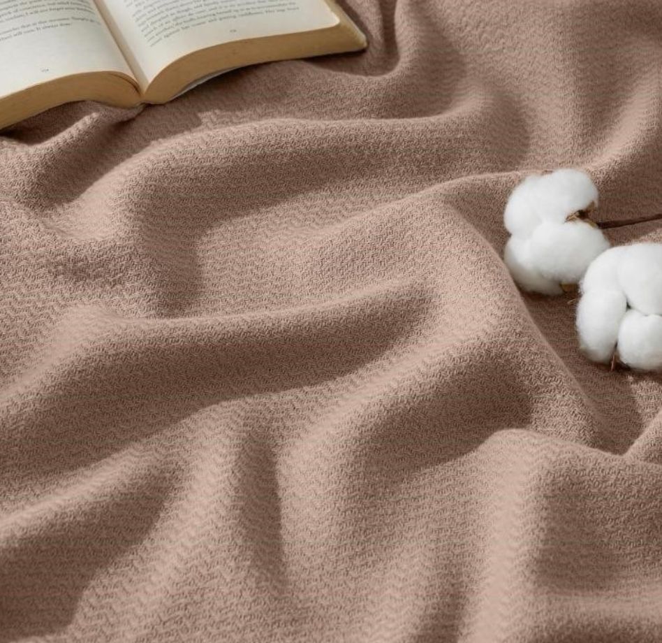 Bedsure 100% Cotton Blanket, Herringbone Weave-new