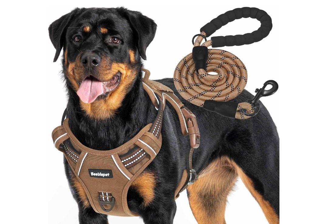 Beebiepet Tactical No Pull Dog Harness with Leash, Large, Brown -new in box