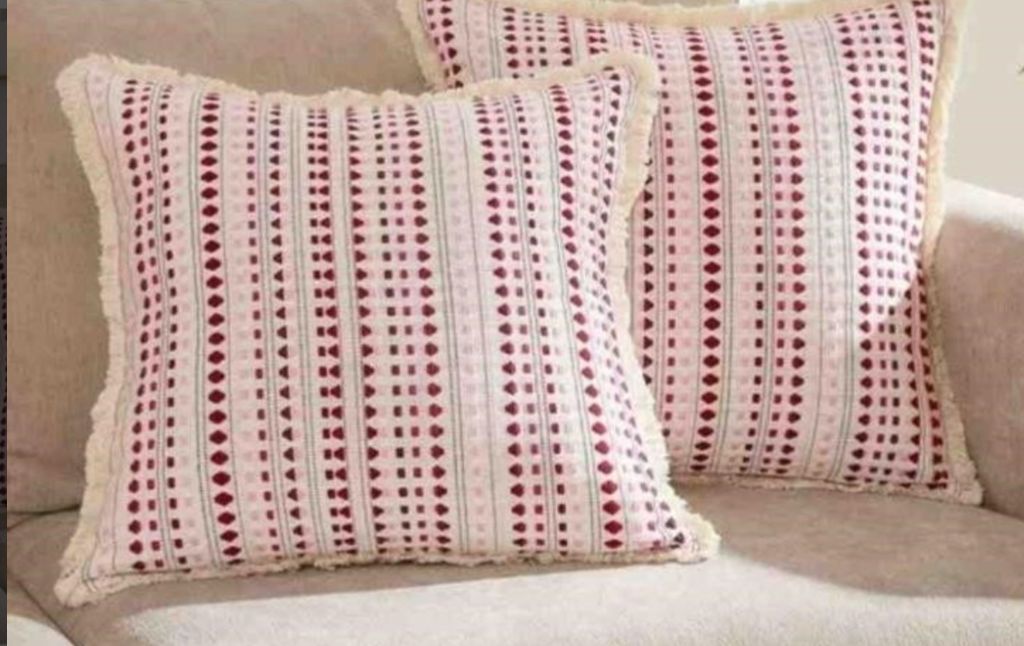 Boho Farmhouse Decorative 2 Pillow Case with Tassels-new in bag