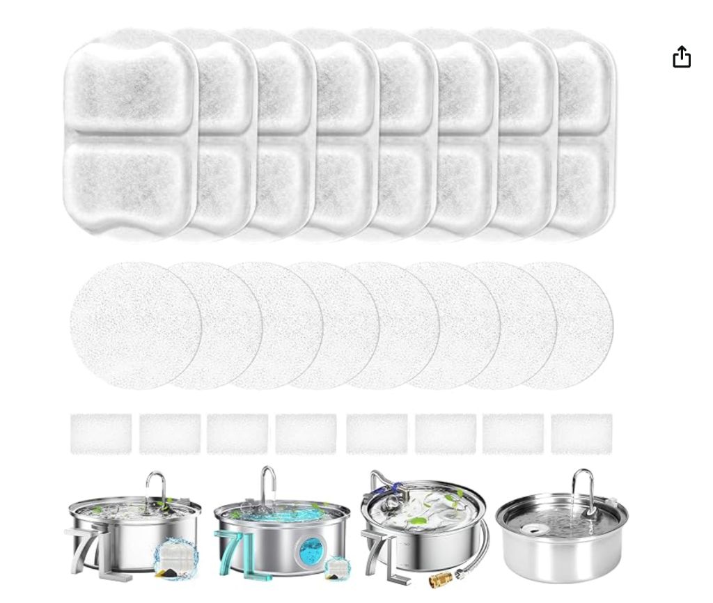 Dog Water Filter Replacement, 8 Set Filters for PWF002- new
