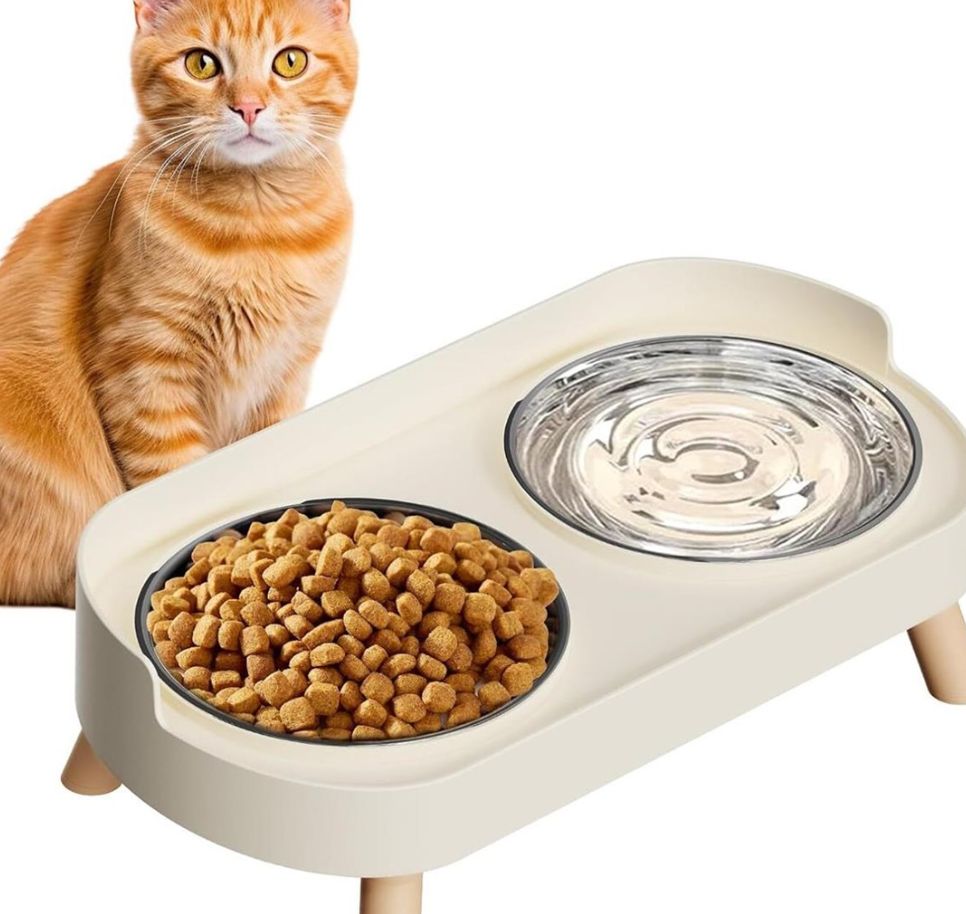 Elevated Cat Bowl Set with 2 Bowls-new