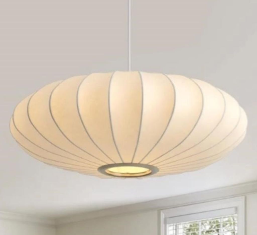 Fivemengo 20in Lantern Pendant Light Bubble Saucer, White Imitation Silk-new in box