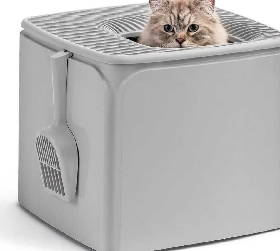 IRIS USA Cat Litter Box Top Entry with Scoop-new in box