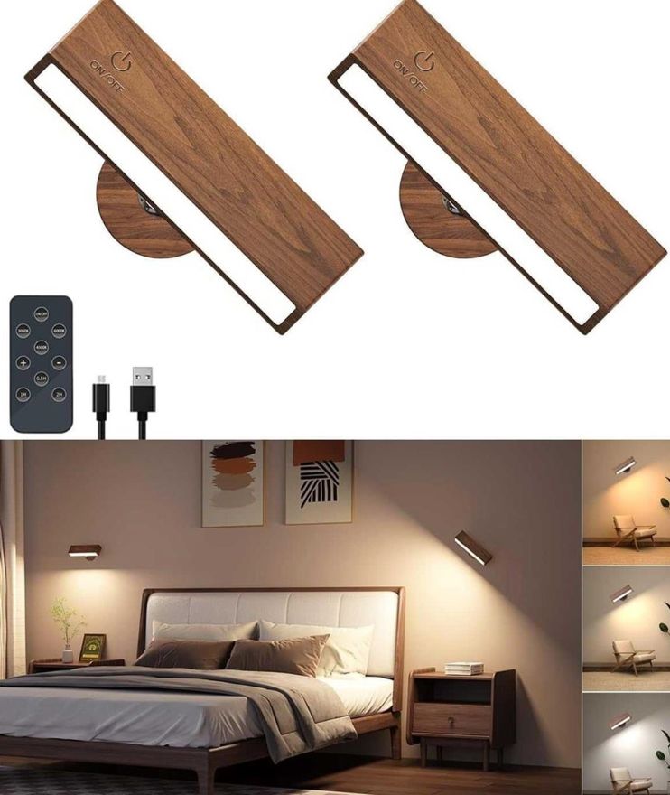 LED Wall Sconce 2-Pack, Walnut-new