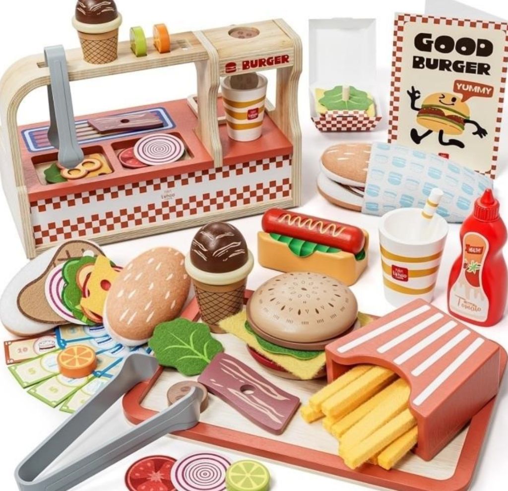 Lehoo Castle Wooden Fast Food Play Sets, Pretend -new in box