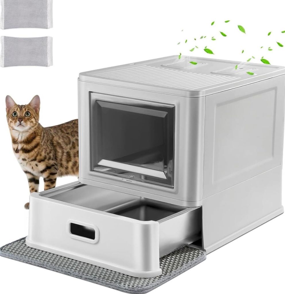 Marchul Enclosed Stainless Cat Litter Box